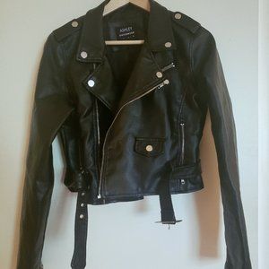 Vegan Leather Cropped Biker Jacket